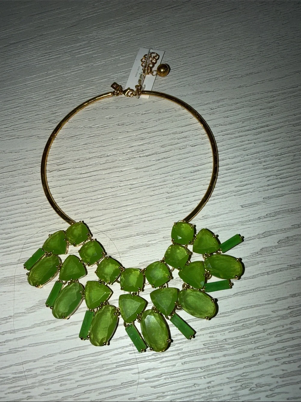 Kate Spade Vegas Jewels Emerald Green Choker collar bib statement necklace
